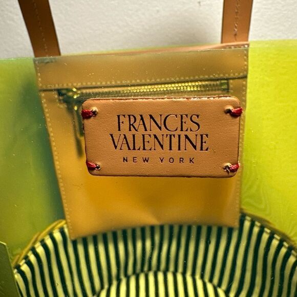 Frances Valentine bucket purse wicker bottom neon green NWT missing strap - Picture 3 of 16